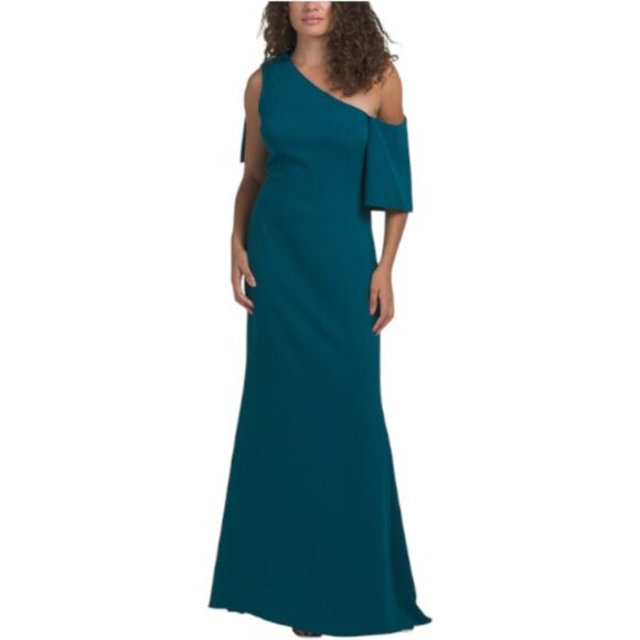 Badgley Mischka Dresses & Skirts - BADGLEY MISCHKA Asymmetrical Shoulder Gown